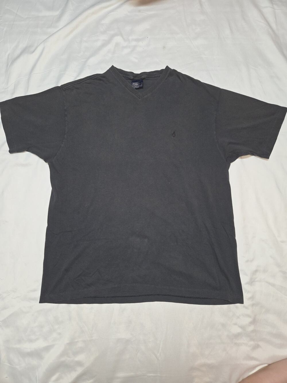 Polo Ralph Lauren Men's Grey T-Shirt V-Neck, Short Sleeve, 100% Cotton, Large